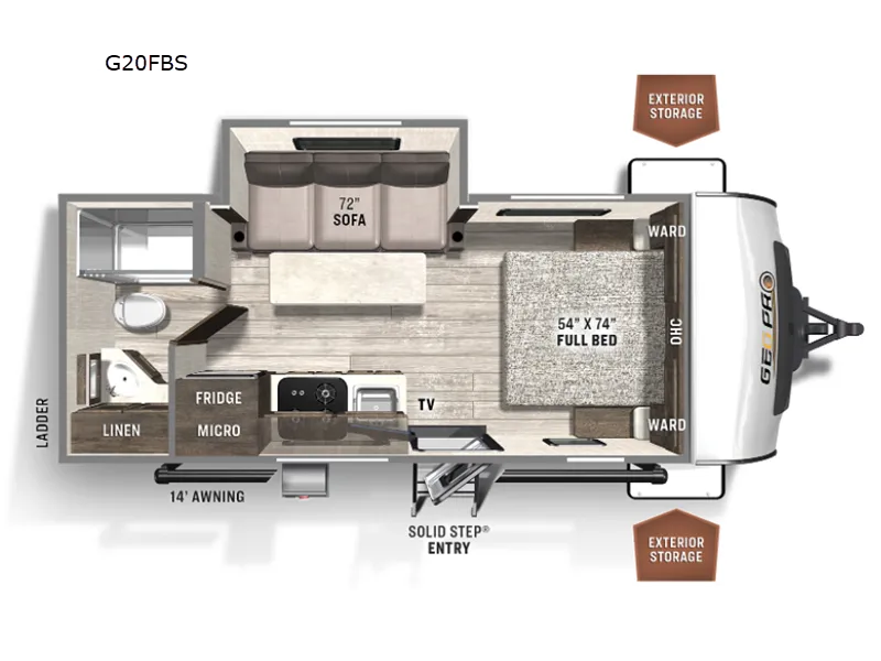 2023 Forest River Rockwood Geo Pro G20FBS floor plan