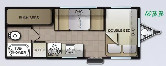 Pacific Coachworks Mighty Lite 16BB floor plan