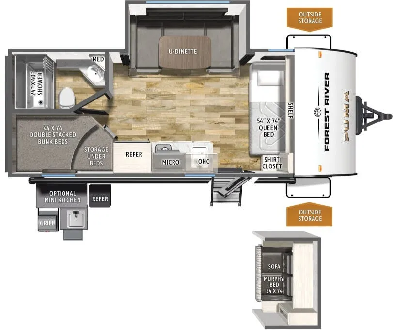 2027 Forest River Puma Camping Edition 18BHCE - Floor plan