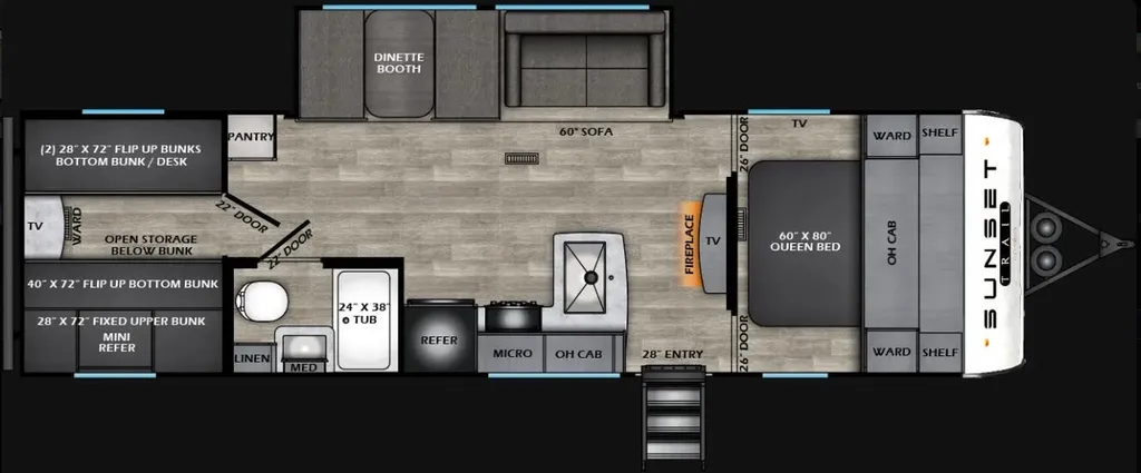 2026 CrossRoads Sunset Trail 28QBS floor plan