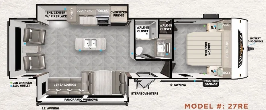 2023 Forest River Wildwood 27RE - Floor plan