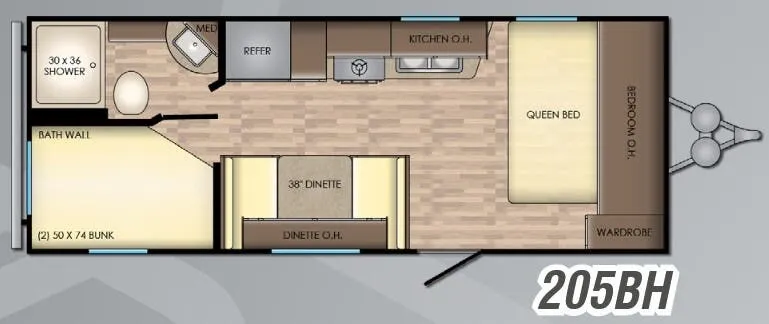 CrossRoads Zinger Lite 205BH floor plan