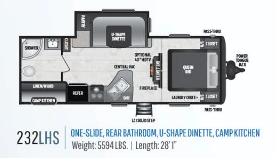 Keystone Hideout LHS 232LHS floor plan