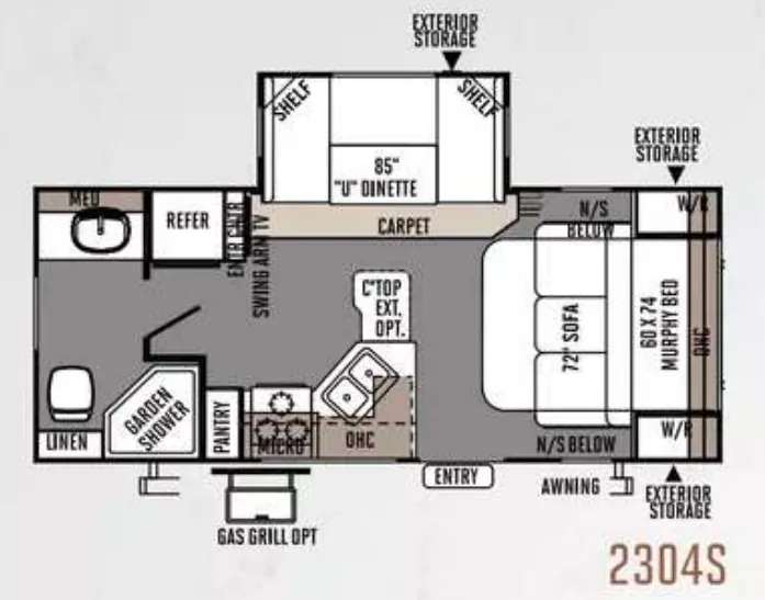 Forest River Rockwood Ultra Lite 2304S floor plan