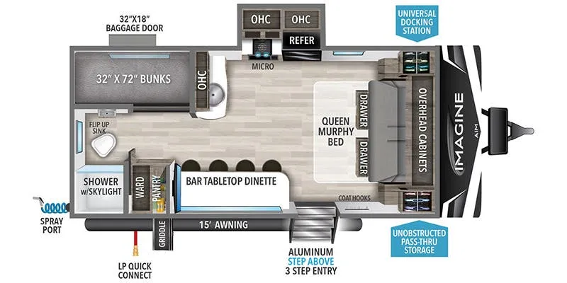 2024 Grand Design Imagine AIM 18BH - Floor plan