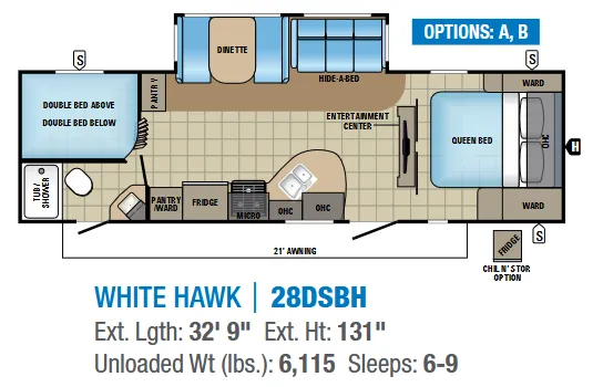 Jayco White Hawk 28DSBH floor plan