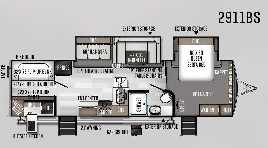 Forest River Rockwood Ultra Lite 2911SB floor plan