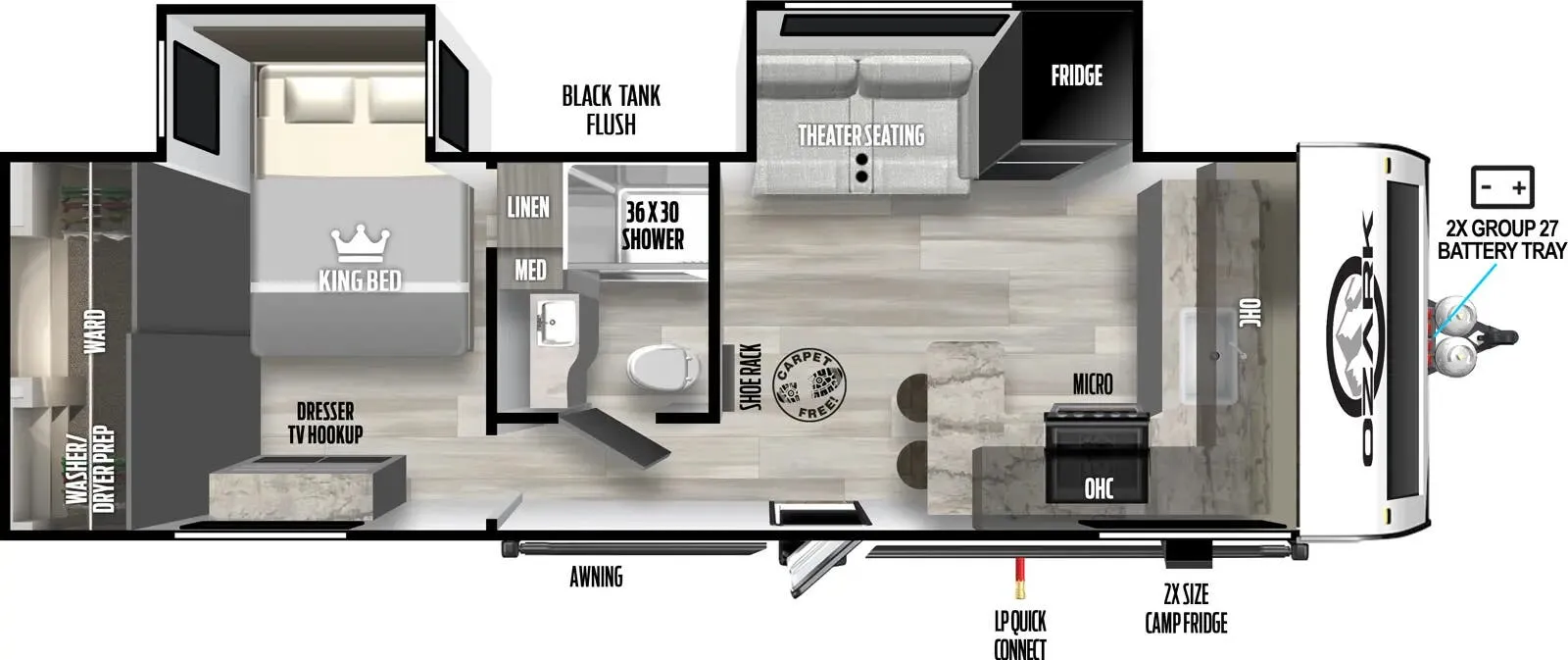 Forest River Ozark 2650FK floor plan