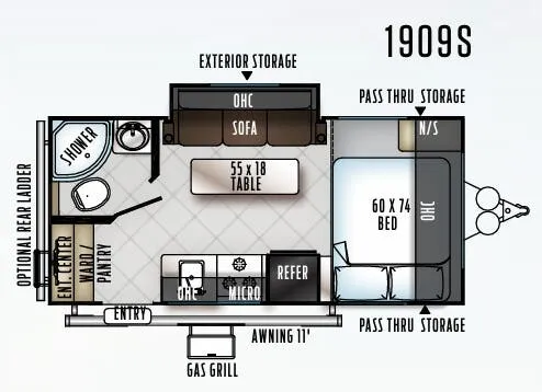 2019 Forest River Rockwood Mini Lite 1909S - Floor plan