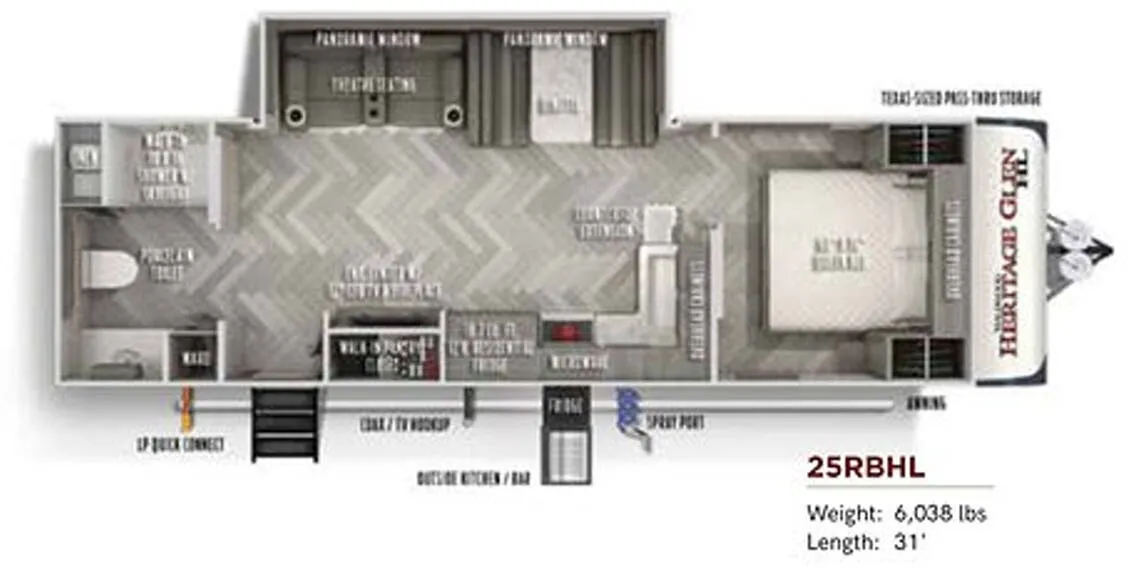 Forest River Wildwood Heritage Glen Hyper-Lyte 25RBHL floor plan