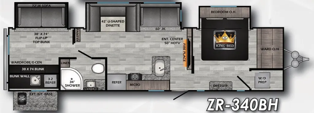 2021 CrossRoads Zinger 340BH floor plan