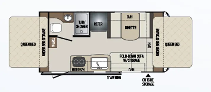 2018 Keystone Bullet Crossfire 1650EX - Floor plan