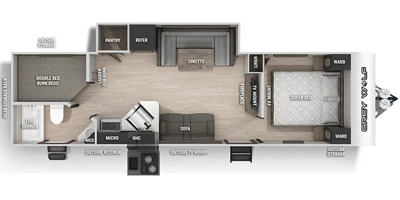 Forest River Cherokee Grey Wolf BRBÂ 26.00 floor plan