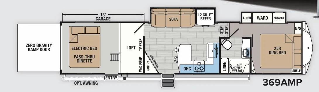 Forest River XLR Thunderbolt 369AMP floor plan