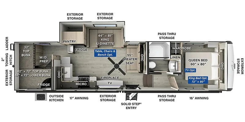 2025 Forest River Rockwood R374DBH floor plan