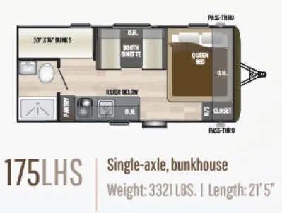 Keystone Hideout LHS 175LHS floor plan