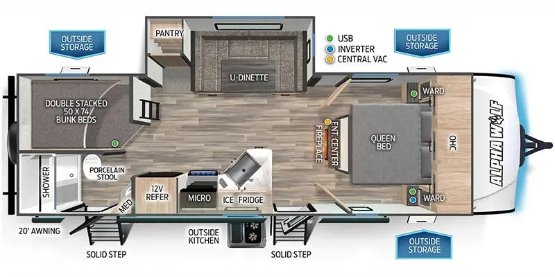 Forest River Cherokee Alpha Wolf 23DBH-L floor plan