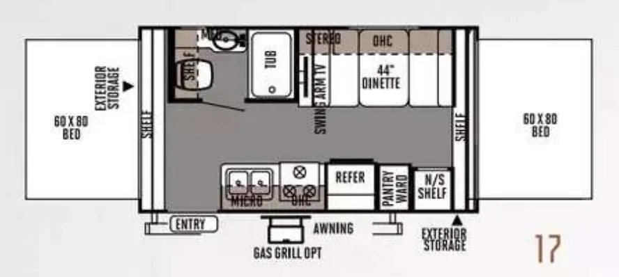 Forest River Rockwood Roo 17 floor plan