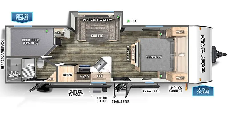 2023 Forest River Cherokee Grey Wolf 23DBH floor plan