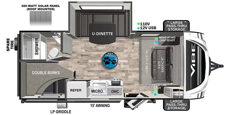 Forest River Vibe West 18DB floor plan