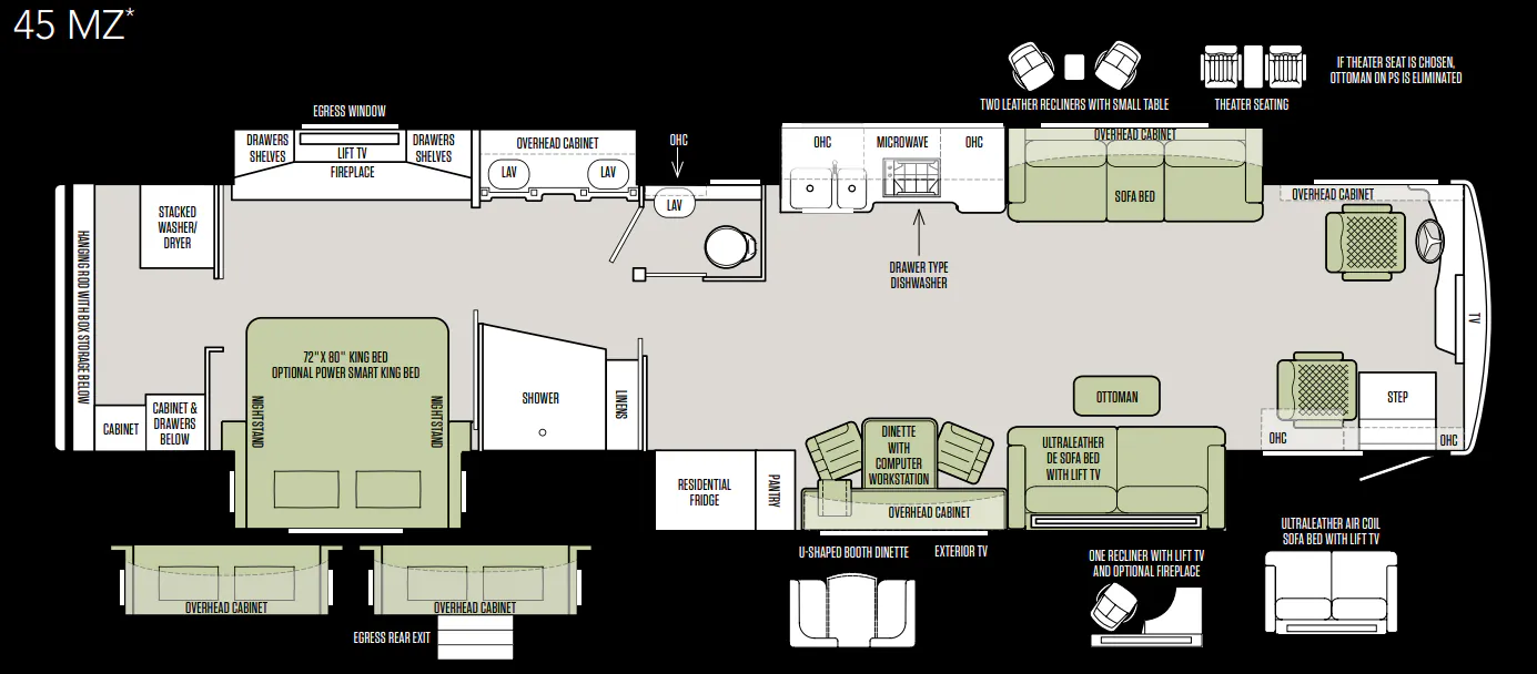 Tiffin Zephyr 45 MZ floor plan