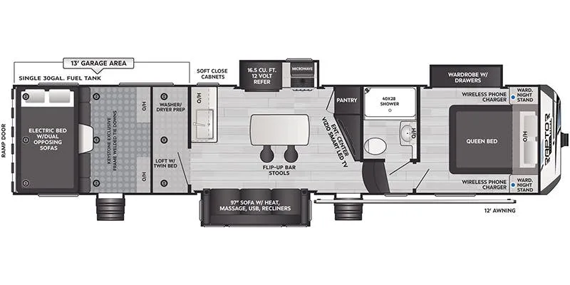 Keystone Raptor Carbon 348 floor plan