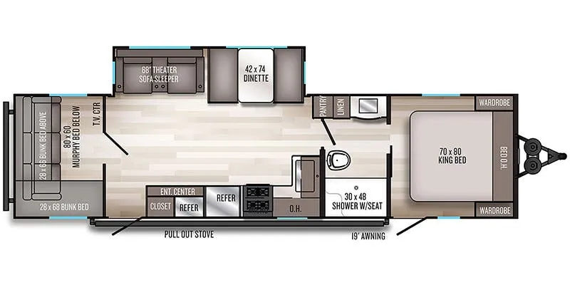 2021 Palomino Solaire 319 DQBH - Floor plan