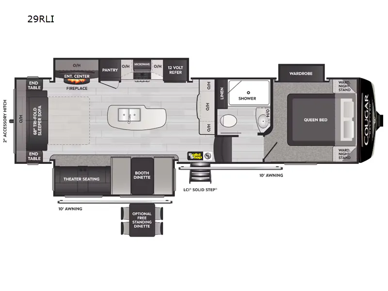 2023 Keystone RV Cougar Half-Ton 29RLI - Floor plan