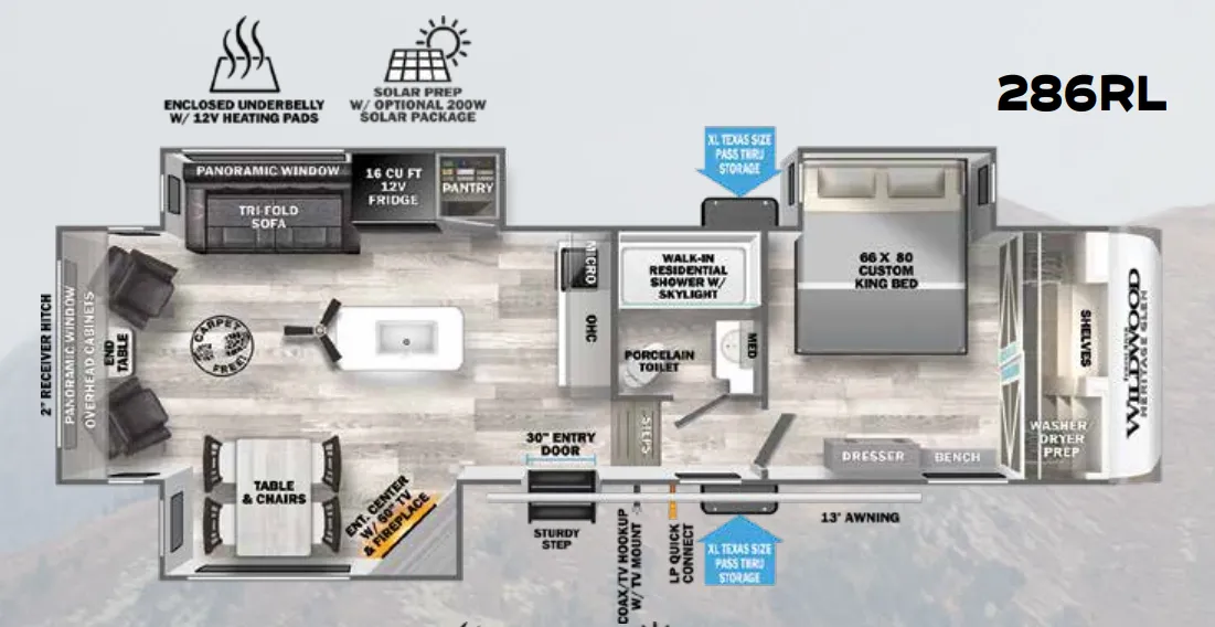 Forest River Wildwood Heritage Glen 286RL floor plan