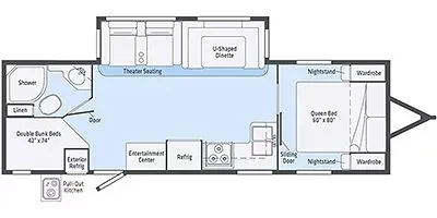 2019 Winnebago Minnie 27BHSS - Floor plan