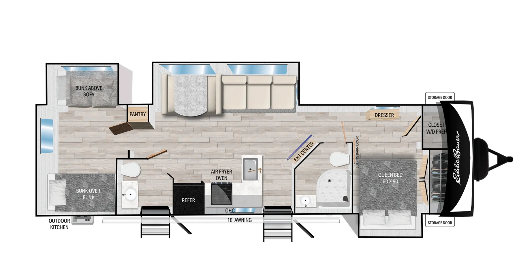 Heartland Eddie Bauer Travel Trailer 34BHS floor plan