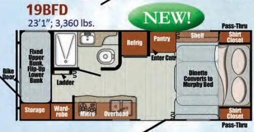 Gulf Stream Vista Cruiser 19BFD floor plan