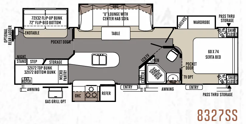 Forest River Rockwood Signature Ultra Lite 8327SS floor plan