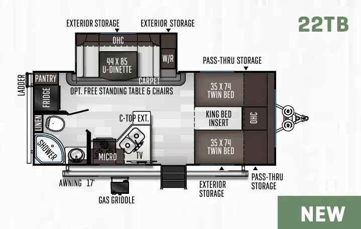 Forest River Flagstaff Micro Lite 22TB floor plan