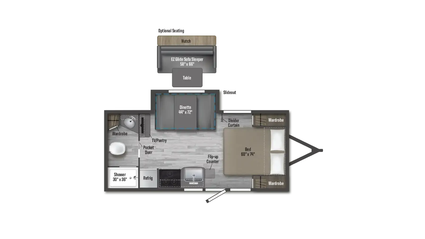 2023 Winnebago Micro Minnie 2108FBS - Floor plan