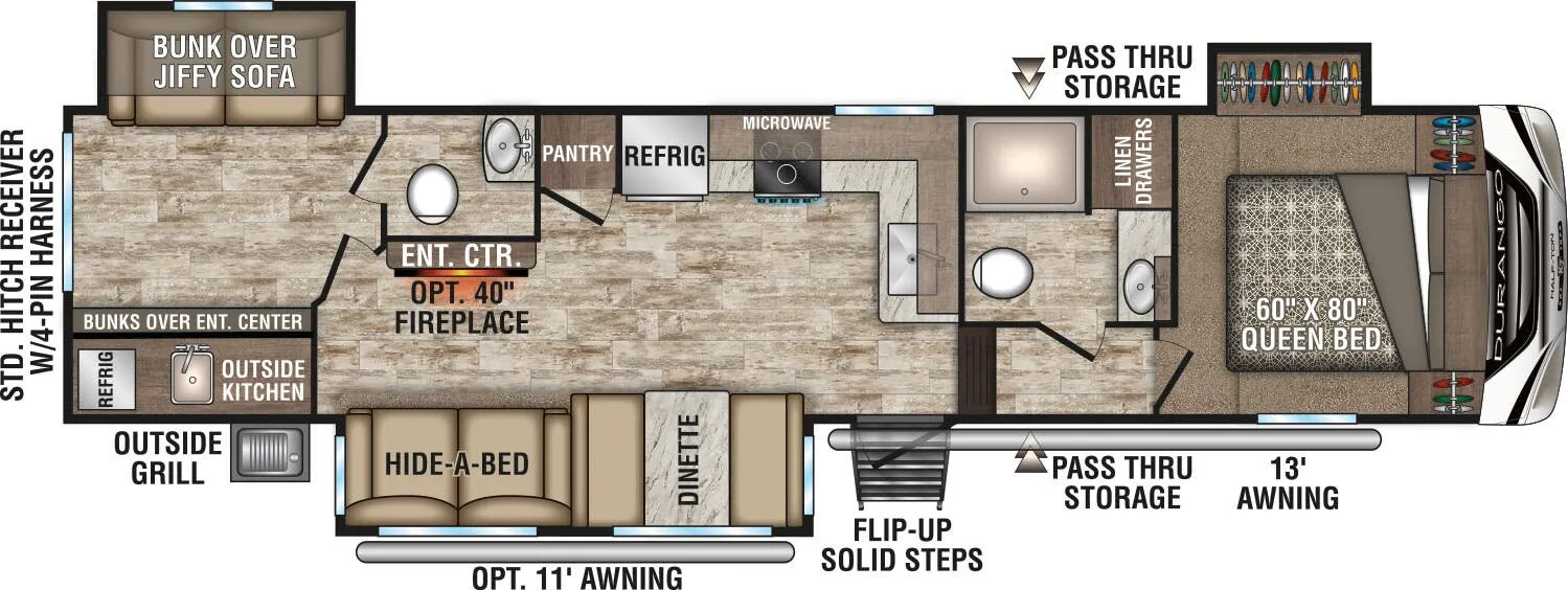 K-Z Durango Half-Ton D291BHT floor plan