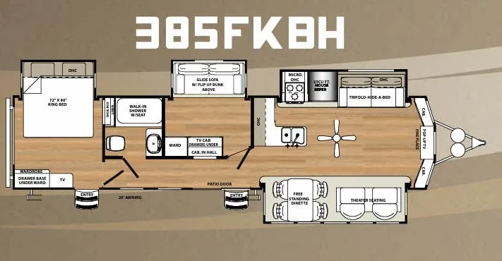 Forest River Sandpiper Destination 385FKBH floor plan