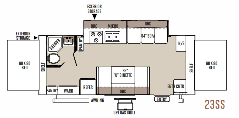 Forest River Rockwood Roo 23SS floor plan
