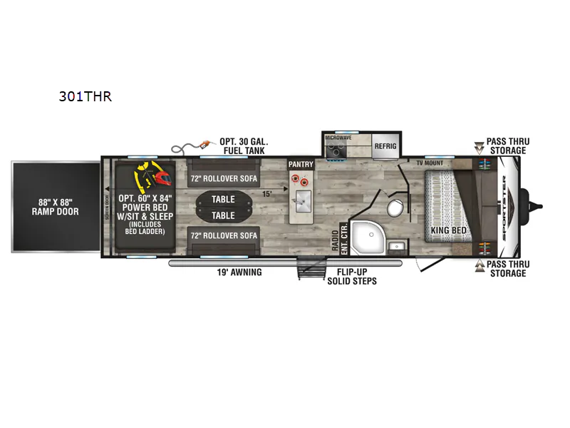2023 K-Z Sportster 301THR - Floor plan