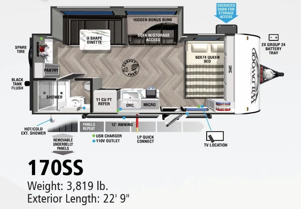 Forest River Wildwood FSX 170SS floor plan