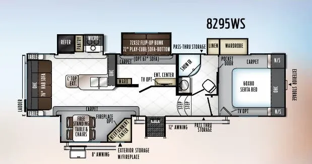 Forest River Rockwood Signature Ultra Lite 8295WS floor plan