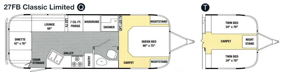 Airstream Classic 27FB floor plan