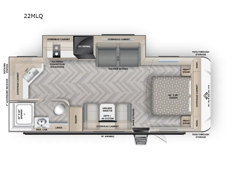 2025 Ember RV E-Series 22MLQ - Floor plan