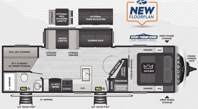Keystone Cougar Half-Ton 28BHSWE floor plan