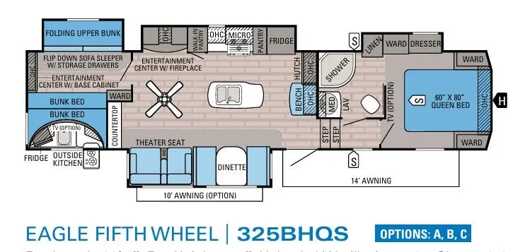2016 Jayco Eagle 325BHQS - Floor plan