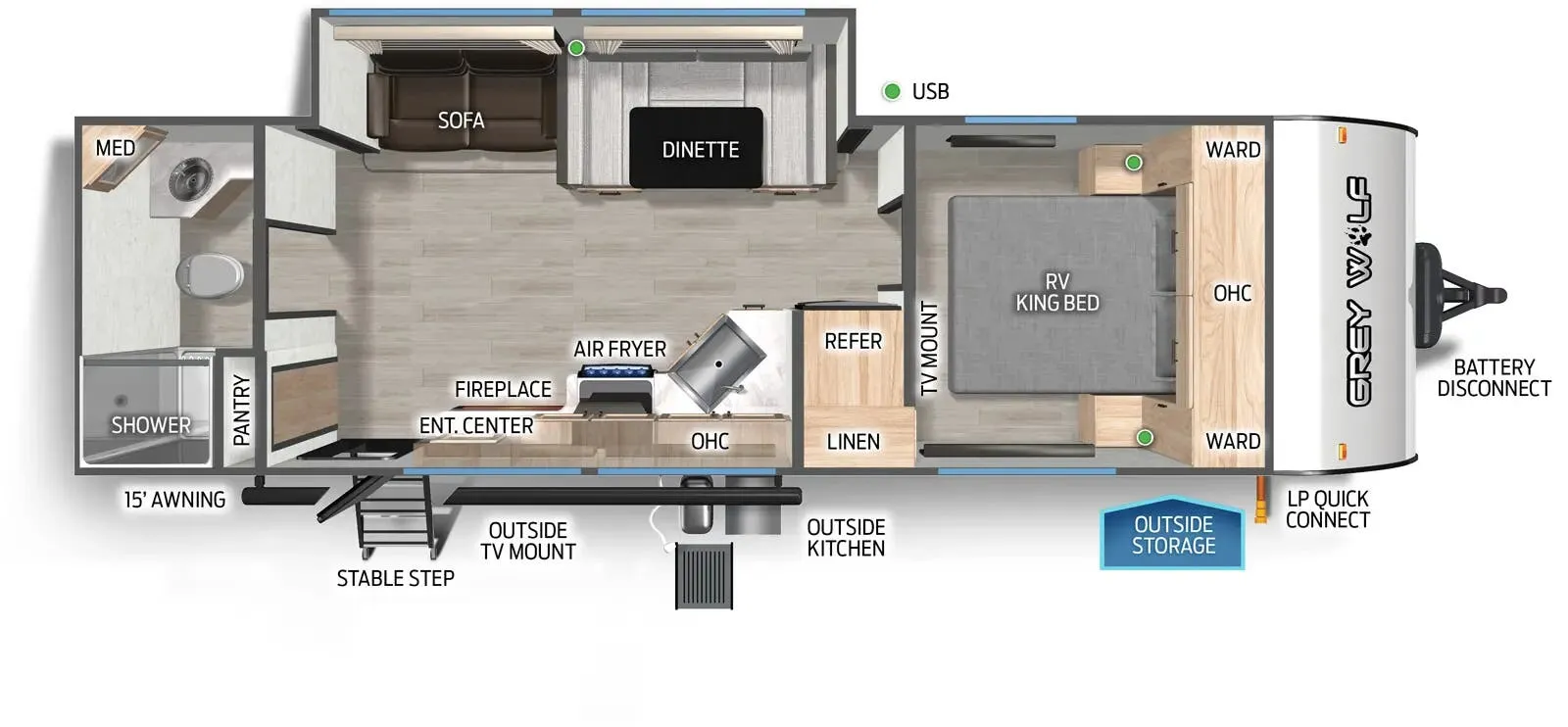 2025 Forest River Cherokee Grey Wolf 26LK - Floor plan