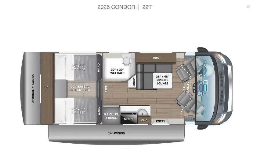 2026 Entegra Coach Condor 22T - Floor plan
