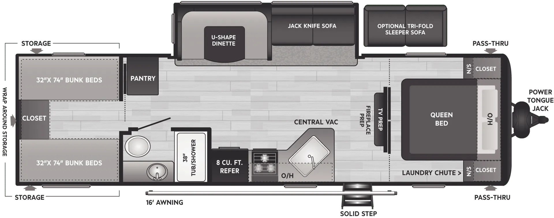 Keystone Hideout 29QBSWE floor plan