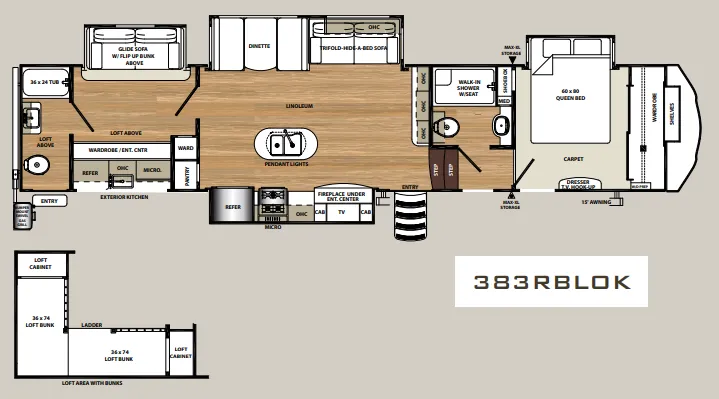 Forest River Sandpiper 383RBLOK floor plan