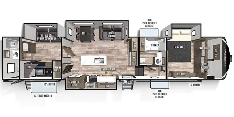 2022 Forest River Cardinal Limited 383BHLE - Floor plan